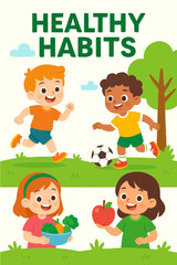 Vector healthy habits for kids