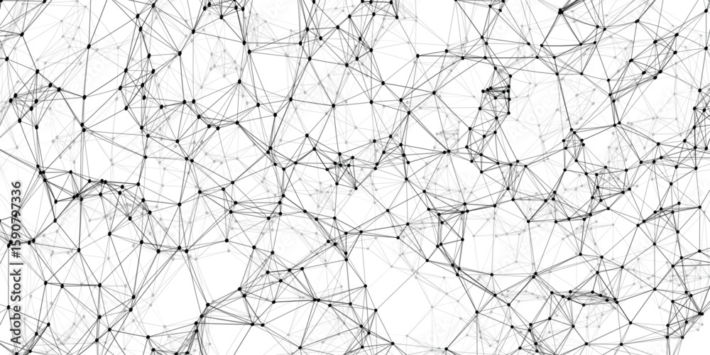 Wall mural abstract network connection of nodes and lines with modern geometric aesthetic in shades of gray ove