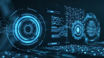 Futuristic HUD Interface, Looping Background with Holograms and Data Visualization, 8K, AI Generated - Powered by Adobe