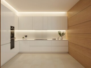 Fototapeta premium Modern apartment kitchen interior. Generated with AI 