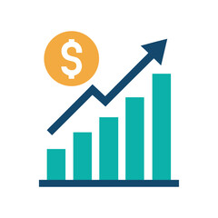 Financial Growth Chart Icon, Vector Illustration of Profit Increase and Business Success