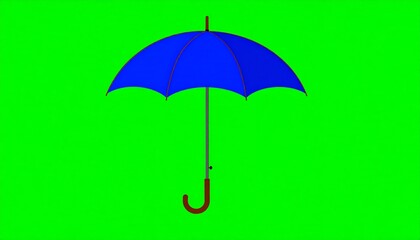 Isolated Blue Umbrella on Green Screen Background