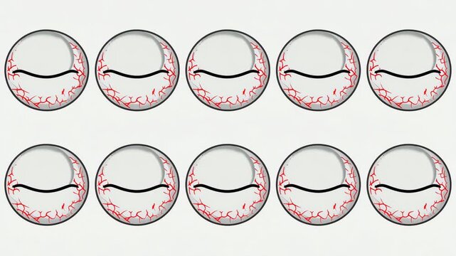 Animated Pattern of Cartoon Bloodshot Eyes on White Background
