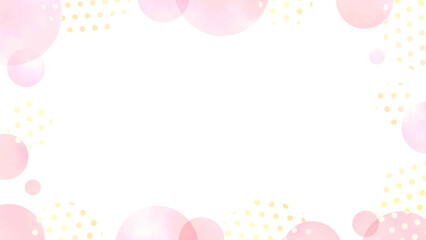水彩風の可愛い水玉模様とドットのフレーム