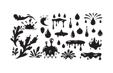 Water Splash & Drop Icon Pack  Minimal Liquid Vector Elements, Bold Splash Shapes and Water Drop Icons, vector illustration eps 10.
