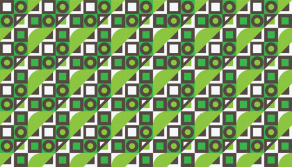 Obraz premium Retro-modern pattern with layered shapes in bold green tones
