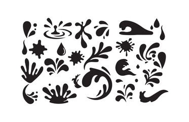 Paint Splash and Ink Blot Icons  Grunge Style Design Set,Bold Splash Shapes and Water Drop Icons, vector illustration eps 10.