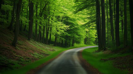 Fototapeta premium Green forest environment. Beautiful Forest