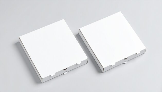 Two Blank White Pizza Boxes Mockup - Powered by Adobe