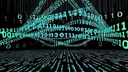 hypnotic animation cycles through glowing text patterns representing natural language processing transforming futuristic matrix style code into shifting digital phrases creating a high tech visual - Powered by Adobe