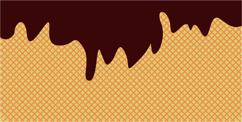 Fototapeta premium Vector illustration of a snack with melted chocolate and wafer texture. Abstract food background design.