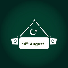 Pakistan Independence Day Vector 14th August Design with Flag Crescent and Star