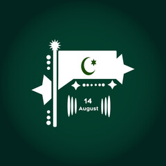 Modern Pakistan Flag Vector with 14 August Typography 