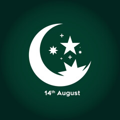 4th August Pakistan Independence Day Crescent and Star Vector Patriotic Abstract Design