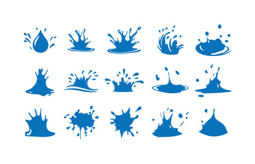 Naklejka premium Abstract Water Droplets and Waves Icons , Splash Design Bundle, Bold Splash Shapes and Water Drop Icons, vector illustration eps 10.