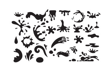 Water Splash & Droplet Icon Pack – Clean Liquid Motion Vector Elements, Ink Spray and Water Splash Icons - Graphic Style Effects Pack, vector illustration eps 10.