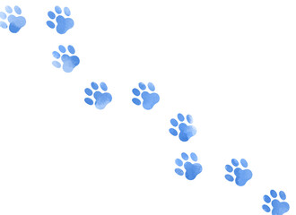 Watercolor style light blue cute paw prints