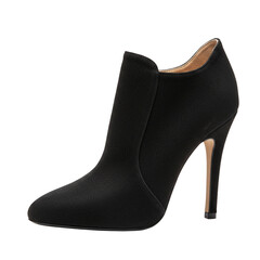 Obraz premium Black demi-season ankle boots with high stiletto heels on transparent background 