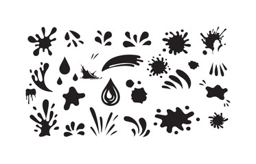 Water Splash & Droplet Icon Pack &ndash; Clean Liquid Motion Vector Elements, Ink Spray and Water Splash Icons - Graphic Style Effects Pack, vector illustration eps 10.