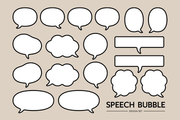 線画・アウトラインのシンプルな吹き出しセット／ベーシックな図形・フレーム素材