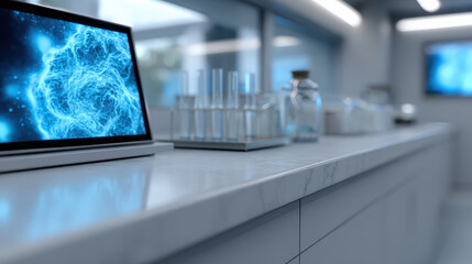 Futuristic laboratory research with ai technology in medical science for covid diagnostics and future healthcare analysis