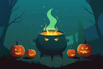 halloween pumpkin with burning candles
