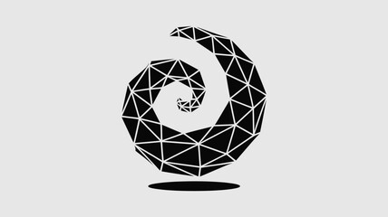 Obraz premium Abstract geometric spiral in black and white offers a modern, polygonal design element perfect for technology or creative concepts.