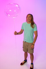 man holding balloon
