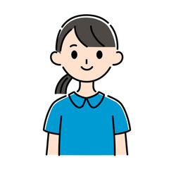 ポロシャツを着ている笑顔の女性介護士イラスト