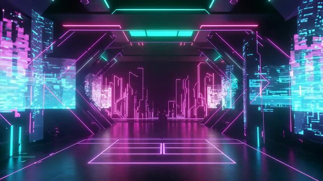 Abstract digital technology background with blue binary code and futuristic network design