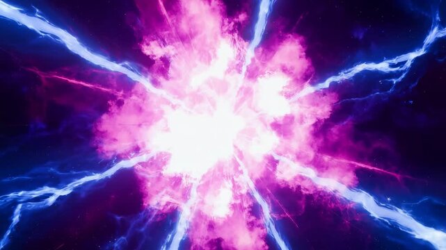 Explosive Pink and Blue Sci-Fi Energy Burst in Deep Space