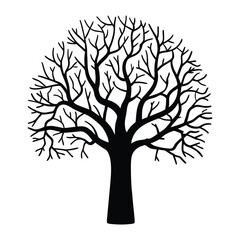 Minimal Tree Silhouette Design Black Vector Illustration