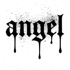 Gothic Angel Text with Ink Drips and Spray Paint Effect