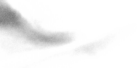 Dusty halftone gradient from black to white with abstract grain structure. Soft monochrome texture with photocopy noise and blurred stipple effect. Vector illustration