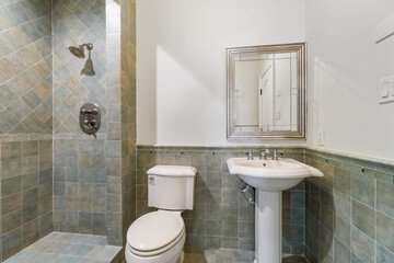 Bathroom with modern fixtures elegant design