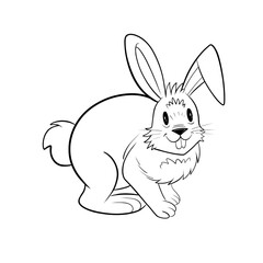 Bunny rabbit in crouched pose with long ears clip art hand drawn