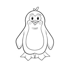 Cute penguin standing clip hand drawn black and white 