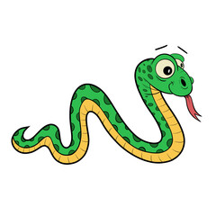 Long green and yellow snake with tongue out