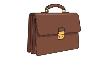 Detailed Brown Briefcase Vector Illustration in Modern Realistic Style for Business Design