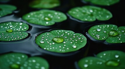 Water lilies with dew drops