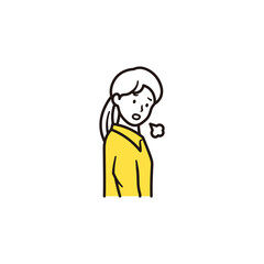 ビジネスウーマンがため息をして悩んでいる上半身のシンプルなイラスト素材