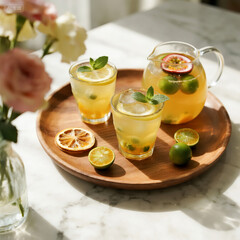 Fototapeta premium Refreshing Passion Fruit Lemon Juice Drink