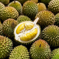 Variety of Durians Displayed in Abundance