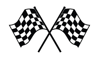 Racing flag, Two crossed checkered Flag NASCAR Racing flag silhouette vector