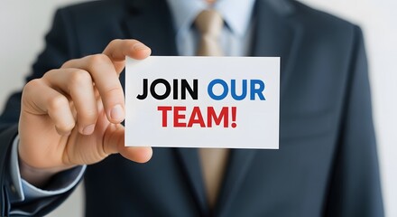Corporate Recruitment Close-Up of 'JOIN OUR TEAM  Team Building Concept