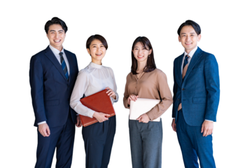 笑顔の四人のビジネスマン・背景透過