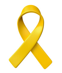 Yellow Awareness Ribbon for Suicide Prevention 3d render with transparent background