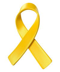 Yellow Awareness Ribbon for Suicide Prevention 3d render with transparent background