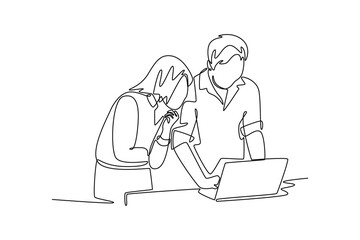 Brainstorm concept. Single line draw design. Vector graphic illustration