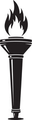 Silhouette of a Classic Torch Emblematic of Knowledge, Enlightenment, and Pursuit of Truth Featuring a Flickering Flame